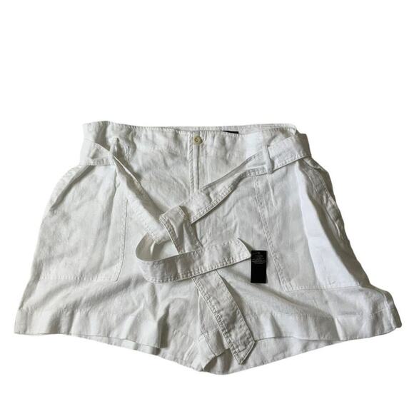 Lauren Ralph Lauren 100% Linen Short Size 16W High Waist Belted Pockets White - Picture 5 of 11